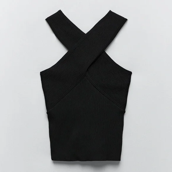 Zara Knit Top With Crossed Straps - Picture 2 of 6